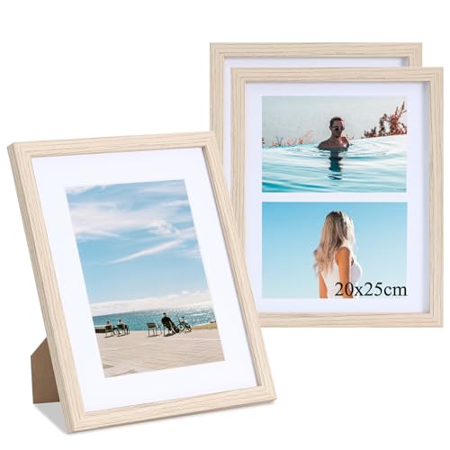 LYYYYX Bilderrahmen 20x25cm Holzrahmen mit Passepartout Display Bilder 10x15cm und 13x18cm mit Matte Rahmen in 3er Set,Fotorahmen for Urkunden,Fotos, Poster, Puzzles von LYYYYX
