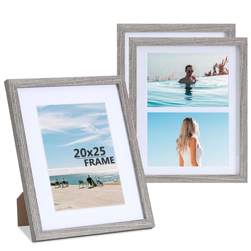 LYYYYX Bilderrahmen 20x25cm Holzrahmen mit Passepartout Display Bilder 10x15cm und 13x18cm mit Matte Rahmen in 3er Set,Fotorahmen for Urkunden,Fotos, Poster, Puzzles von LYYYYX