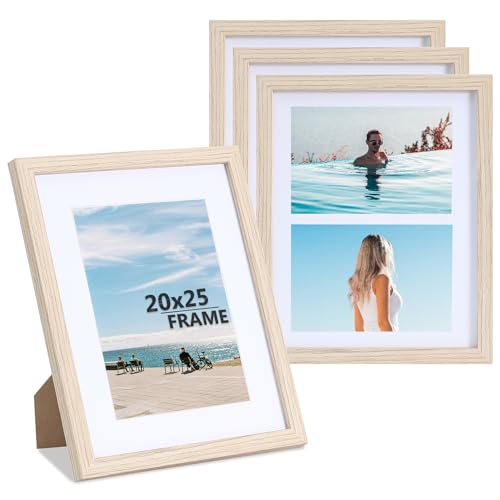 LYYYYX Bilderrahmen 20x25cm Holzrahmen mit Passepartout Display Bilder 10x15cm und 13x18cm mit Matte Rahmen in 4er Set,Fotorahmen for Urkunden,Fotos, Poster, Puzzles von LYYYYX