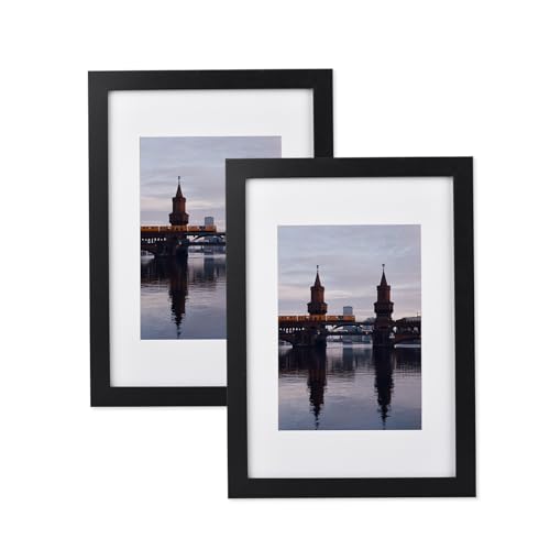 LYYYYX Bilderrahmen A3 29.7x42cm mit Passepartout Schwarz Foto Rahmen Collage Wanddeko Poster Photo Acrylglas,2er Set von LYYYYX