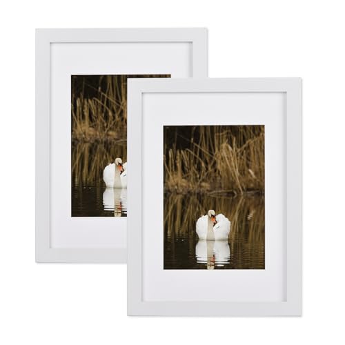 LYYYYX Bilderrahmen A3 29.7x42cm mit Passepartout Weiss Foto Rahmen Collage Wanddeko Poster Photo Acrylglas,2er Set von LYYYYX