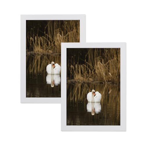 LYYYYYX Holzbilderrahmen 13x18cm Weiss Fotorahmen mit Acrylglas 2er Set Zertifikatsrahmen Freistehend und wandmontierbar von LYYYYX