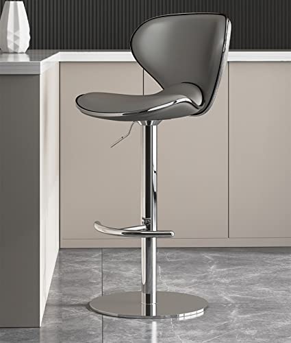 2er-Set Drehbare Barhocker Theken-Frühstücksstuhl Barhocker mit ergonomischer Rückenlehne Höhenverstellbar Leder Verchromter Edelstahl Schwerer Kücheninselstuhl 2er-Set Drehbare Barhocker Theken-Frühstücksstuhl Barhocker mit ergonomischer Rückenlehne Höhenverstellbar Leder Verchromter Edelstahl Schwerer Kücheninselstuhl von LYZCX