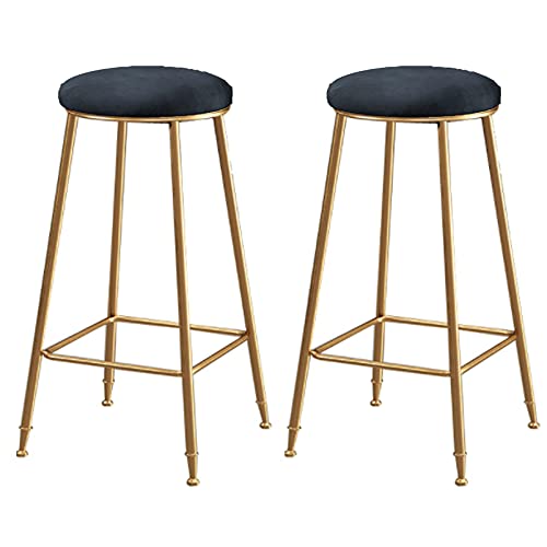 Barhocker Barhocker 2er-Set, 2-teiliges Set aus Barhockern in Thekenhöhe, Leder, hochelastisches Schwammkissen, Eisenhalterung, Küchenstuhl für Café, Bar, Arbeitszimmer und Zuhause (Bla von LYZCX