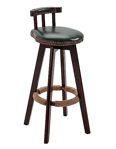 Barhocker Barhocker Stühle Barhocker Leder Barhocker Frühstücksbarstuhl Mit Rückenlehne 360° Drehstuhl Mit Holzbeinen Twine Fußstütze Küche Café Tresenhocker Barstühle von LYZCX