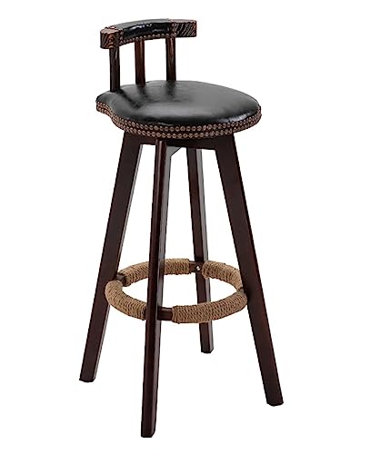 Barhocker Barhocker Stühle Barhocker Leder Barhocker Frühstücksbarstuhl Mit Rückenlehne 360° Drehstuhl Mit Holzbeinen Twine Fußstütze Küche Café Tresenhocker Barstühle von LYZCX