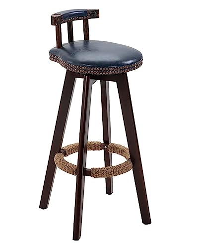 Barhocker Barhocker Stühle Barhocker Leder Barhocker Frühstücksbarstuhl Mit Rückenlehne 360° Drehstuhl Mit Holzbeinen Twine Fußstütze Küche Café Tresenhocker Barstühle von LYZCX