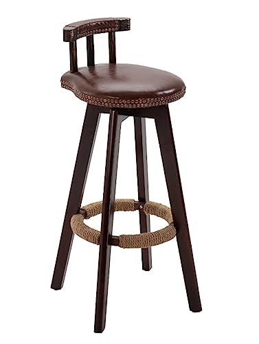 Barhocker Barhocker Stühle Barhocker Leder Barhocker Frühstücksbarstuhl Mit Rückenlehne 360° Drehstuhl Mit Holzbeinen Twine Fußstütze Küche Café Tresenhocker Barstühle von LYZCX
