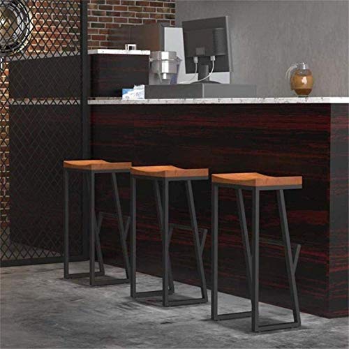 Barhocker Verstellbare Barhocker Barhocker 2er-Set Modischer Stuhl für Küche, Kneipe, Frühstück, Esszimmer, Theke, schwarzer Metallrahmen, Massivholz, ergonomischer Sicherheitssitzhocker – Retro Top von LYZCX