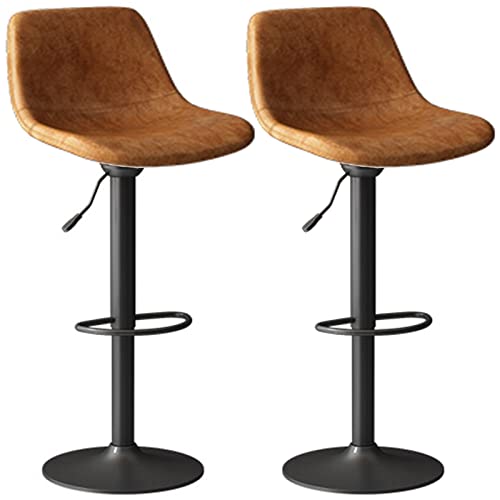 LYZCX 2 Stück Metall-Hochstühle, drehbare Barhocker, Retro-Möbel, Esszimmer-Inselhocker, Sitz mit PU-Rückenlehne, verstellbar 60–80 cm von LYZCX