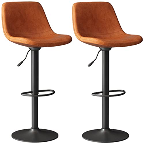 LYZCX 2 Stück Metall-Hochstühle, drehbare Barhocker, Retro-Möbel, Esszimmer-Inselhocker, Sitz mit PU-Rückenlehne, verstellbar 60–80 cm von LYZCX