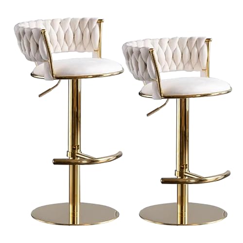 LYZCX 360° drehbare Barhocker aus Samt mit Rückenlehne und Fußstütze, eleganter höhenverstellbarer Barhocker für Theken und Bars, 2er-Set von LYZCX