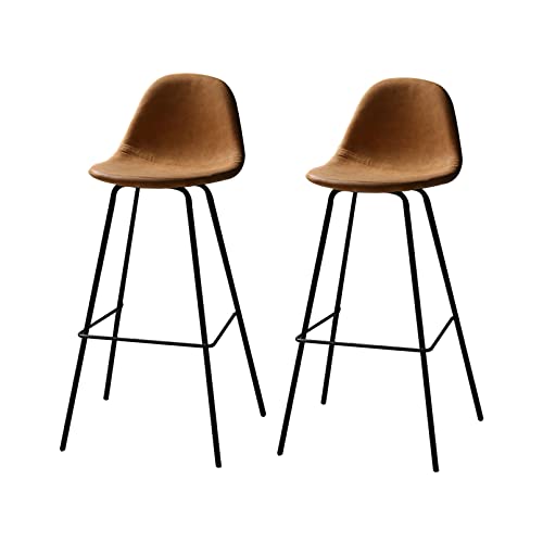 LYZCX Barhocker, Barhocker, 2er-Set, Sattelhocker, Ledersitz und Schwarze Metallbeine, Küchen-Hochhocker, Barschränke, Stuhl, modernes Design, Heimbarmöbel von LYZCX