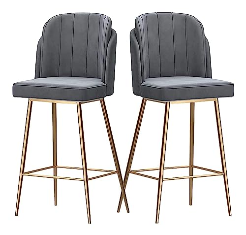 LYZCX Barhocker, Barhocker, Stühle, Barhocker, samtgepolsterter Barhocker, 2er-Set, Thekenhöhe, Barhocker, Lounge-Barstühle mit Fußstütze für die Küche, Thekenhocker, Barstühle von LYZCX