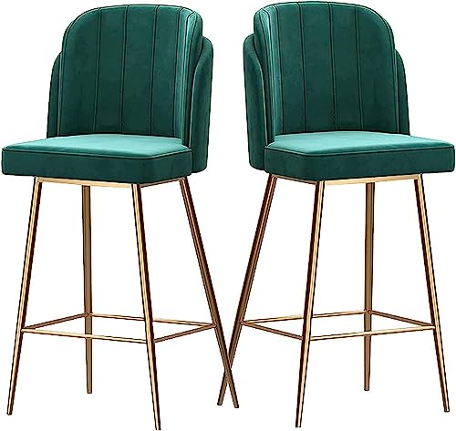 LYZCX Barhocker, Barhocker, Stühle, Barhocker, samtgepolsterter Barhocker, 2er-Set, Thekenhöhe, Barhocker, Lounge-Barstühle mit Fußstütze für die Küche, Thekenhocker, Barstühle von LYZCX