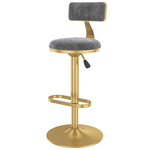 LYZCX Barhocker, Drehstuhl, moderner Home Dining Salon, Verstellbarer Barhocker mit Samt-Rückenlehne und Metall-Fußstütze, goldene Basis von LYZCX