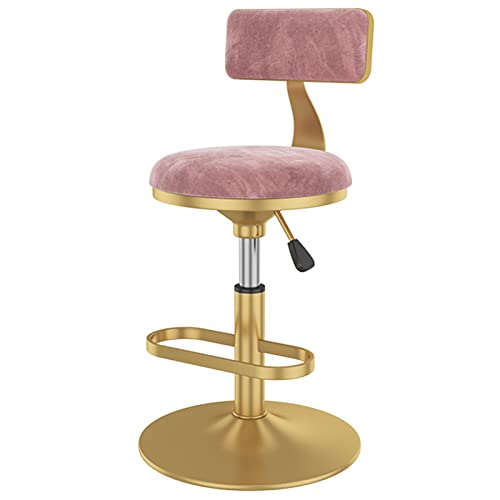 LYZCX Barhocker, Drehstuhl, moderner Home Dining Salon, Verstellbarer Barhocker mit Samt-Rückenlehne und Metall-Fußstütze, goldene Basis von LYZCX