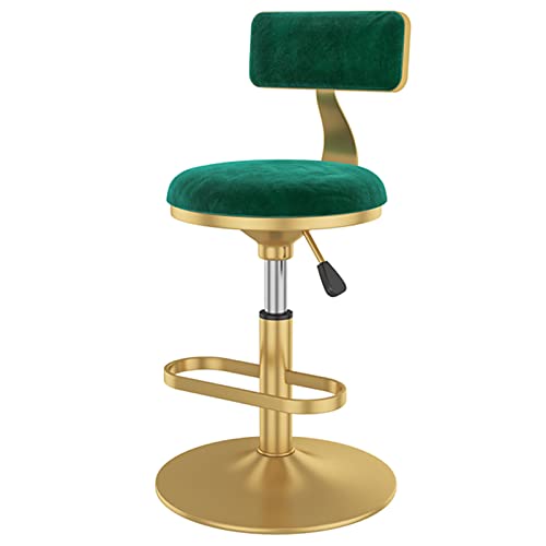 LYZCX Barhocker, Drehstuhl, moderner Home Dining Salon, Verstellbarer Barhocker mit Samt-Rückenlehne und Metall-Fußstütze, goldene Basis von LYZCX
