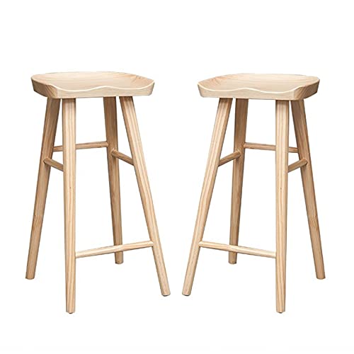 LYZCX Barhocker, Holz-Barhocker, 2er-Set mit Holzrahmen, Fußplatte, hohe Hocker für Kneipen, Küchenhocker, Stühle, Esszimmer von LYZCX