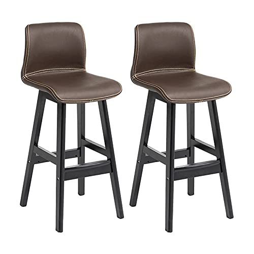 LYZCX Barhocker, Theken-Barstühle, 2er-Set, Barstühle im industriellen Kunstleder-Stil mit schwarzen Holzbeinen, 2er-Set von LYZCX