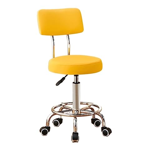 LYZCX Barhocker Barhocker Stühle Barhocker Drehstuhl Rollbarhocker auf Rädern Home Study Tischhocker mit Rückenlehne Ledersitz Höhenverstellbare Thekenhocker Barstühle von LYZCX