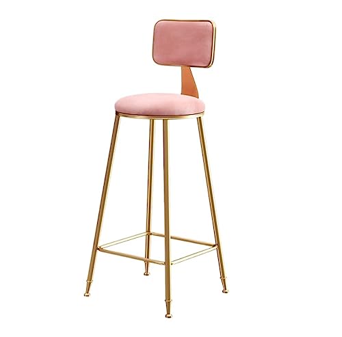 LYZCX Barhocker Barhocker Stühle Barhocker Samt Barhocker Küchenbarstuhl Frühstücksbar Fußstütze Rückenhöhe Rundes Sitzkissen Bistrotheke Bartheke Café Theke Hocker Barstühle von LYZCX