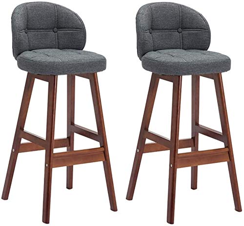 LYZCX Barhocker Barhöhe BarBarhocker im europäischen Stil 2er-Set, Industrieller hoher Esszimmerstuhl Bar Barhocker im europäischen Stil mit Leinensitz und Holzbeinen, Kneipenstuhl für Café, Bar, von LYZCX