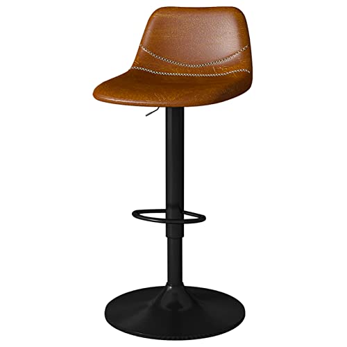 LYZCX Barhocker Drehstuhl Verstellbar 57-78 cm, Home Island Dining Hoher Barhocker mit Sattellederrückenlehne Fußstütze aus Karbonstahl von LYZCX