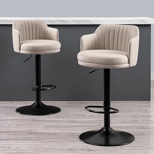 LYZCX Barhocker-Set mit 2 verstellbaren, um 360° drehbaren Barhockern in Thekenhöhe, künstlichen Inselstühlen mit Rückenlehne, hohen Hockern für die Küche LYZCX Barhocker-Set mit 2 verstellbaren, um 360° drehbaren Barhockern in Thekenhöhe, künstlichen Inselstühlen mit Rückenlehne, hohen Hockern für die Küche von LYZCX