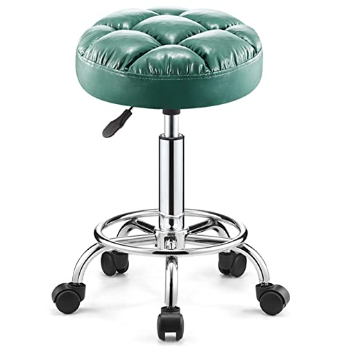 LYZCX Barhocker mit Rollen, drehbar, rundes Sitzkissen, höhenverstellbar, Stuhl mit Fußstütze und PP-Rädern für Salon, Massage, Klinik von LYZCX