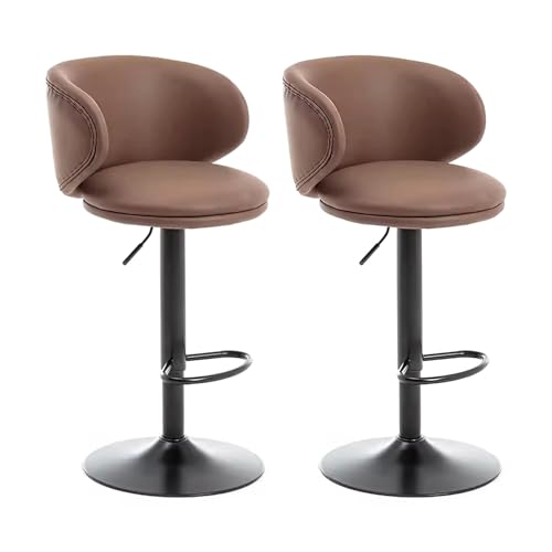 LYZCX Faux Barhocker 2er Set höhenverstellbar, Thekenhocker mit Rückenlehne und Metallbeinen, Frühstücksbar-Drehstühle von LYZCX