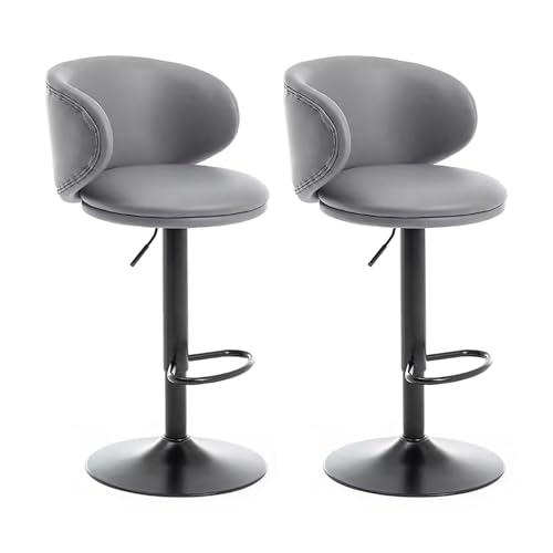LYZCX Faux Barhocker 2er Set höhenverstellbar, Thekenhocker mit Rückenlehne und Metallbeinen, Frühstücksbar-Drehstühle von LYZCX