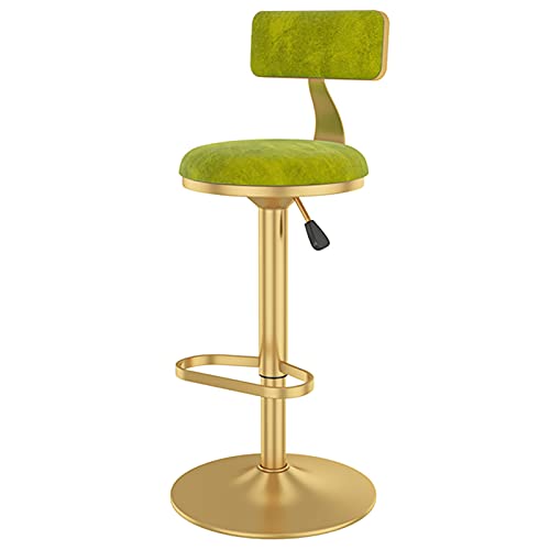 LYZCX Hocker Moderner drehbarer Bar-Wohnzimmer-Restaurant-Hochstuhl mit Sitzpolstern aus Samtrücken, goldenen Beinen und Sockel, verstellbar von 60–80 cm von LYZCX