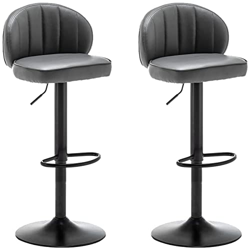 LYZCX Retro PU Rückenlehne Sitz Barhocker 2 Stück Metall Hochstühle Drehmöbel Esszimmerinsel Hocker, verstellbar 63-83 cm von LYZCX