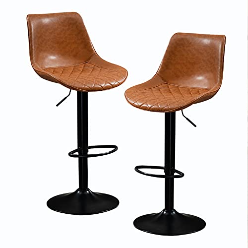 LYZCX Thekenbarstühle 2er-Set, 2er-Set Barhocker, verstellbare drehbare Barhocker PU von LYZCX