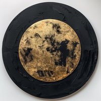 Großer Schwarzer Kreis Abstrakte Malerei Schwarze Kunst Goldener Ring 100% Handgemalte Strukturierte Büro-Wandkunst Großer Schwarzer Kreis Abstrakte Malerei Schwarze Kunst Goldener Ring 100% Handgemalte Strukturierte Büro-Wandkunst von LYaGallery