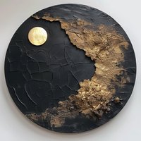 Schwarze Strukturierte Wandkunst Mondmalerei Schwarzer Kreis Kunst Schwarz Gold Abstrakte Mondkunst Texturierte Runde Schwarze Kreismalerei Schwarze Strukturierte Wandkunst Mondmalerei Schwarzer Kreis Kunst Schwarz Gold Abstrakte Mondkunst Texturierte Runde Schwarze Kreismalerei von LYaGallery