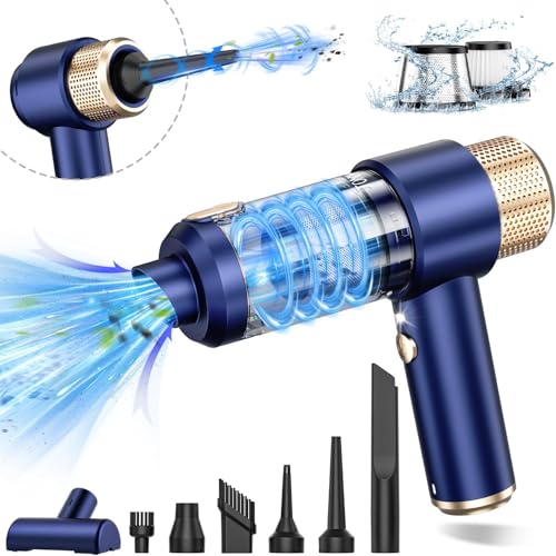 LYtech 4 in 1 Handstaubsauger, 6500Pa Akku Handstaubsauger Kabellos 4000mAh USB Aufladbar Tragbar Leicht mit HEPA Filter 3 Mini Staubsauger Auto-Staubsauger Druckluft für den Auto Haus Küche Tierhaare von LYtech