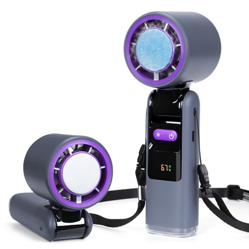 LYtech Handventilator, Tragbarer Mini Handventilator mit Kühlsystem & LED-Taschenlampe Einstellbare Geschwindigkeit (1-100), 4000mAh Akku Turbo Handventilator, Digitales Display für Reisen Zuhause von LYtech