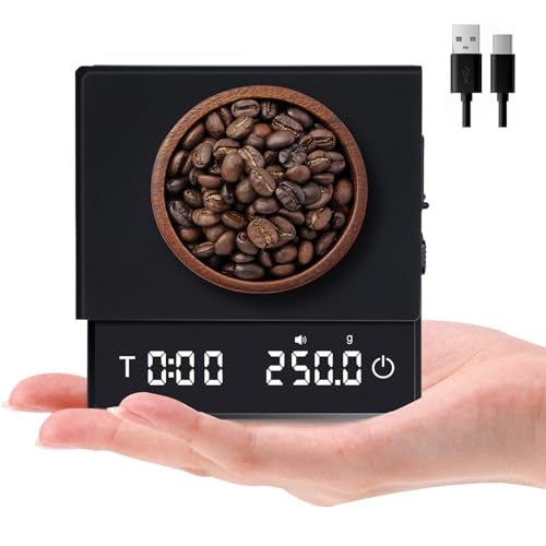 LYtech Mini-Kaffeewaage mit Timer, Wiederaufladbare Espresso Waage, 2kg/0,1g Hochpräzise Waage für Espresso & Pour-Over, Tragbare Digitale Küchenwaage mit Automatischer Zeitmessung von LYtech