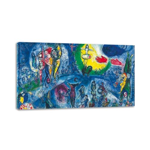 LZ6J8C9 Gerahmt. Marc Chagall poster. (großer Zirkus) Reproduktion berühmten Gemäldes. Schlafzimmer Heimdekoration Leinwand Bild 125 x 70 cm, Innenrahmen von LZ6J8C9