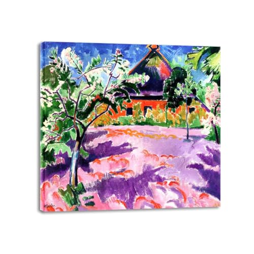 LZ6J8C9 Max Pechstein Berühmt leinwanddrucke bilder.Frühlingsblüte berühmtes Gemälde Reproduktion. Abstrakt Leinwand Wandkunst Bilder für Wohnkultur 60x60cm(23.6x23.6in) Gerahmt von LZ6J8C9