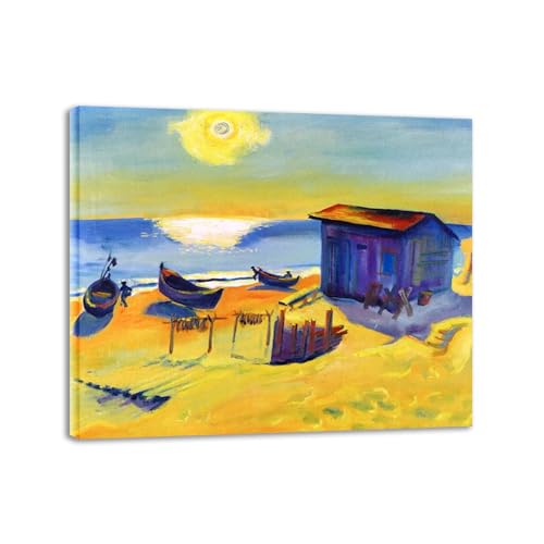 LZ6J8C9 Max Pechstein Bilder-Expressionismus bilder leinwand-Landschaft Kunstdruck Poster- Sun Came Back- Druck auf Leinwand- Gerahmt Wandbilder Wohnzimmer Deko 85x70cm Innerer Rahmen von LZ6J8C9