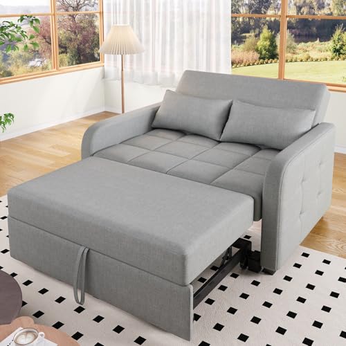 2-in-1 Schlafsofa, Futon-Sofas für das Wohnzimmer | Verstellbare Rückenlehne | Baumwoll-Leinen-Stoff | Ausziehbare Couch | Kleines Sofa | Anbau-Schlafsofa,Grey 2-in-1 Schlafsofa, Futon-Sofas für das Wohnzimmer | Verstellbare Rückenlehne | Baumwoll-Leinen-Stoff | Ausziehbare Couch | Kleines Sofa | Anbau-Schlafsofa,Grey von LZDOYY