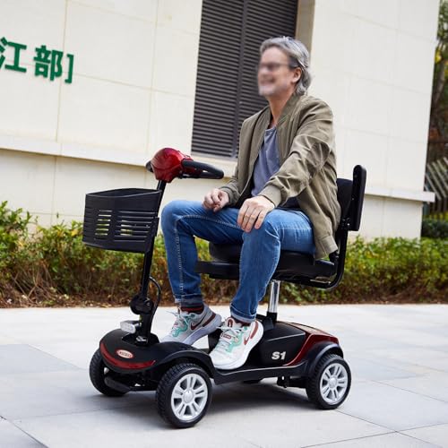 4-Rad-Mobilitätsroller, zusammenklappbarer Mobilitätsroller, 4-Rad-Mobilitätsstuhl, Mobilitätsroller für Erwachsene, tragbarer Reiseroller, Tragkraft 120 kg,Red 4-Rad-Mobilitätsroller, zusammenklappbarer Mobilitätsroller, 4-Rad-Mobilitätsstuhl, Mobilitätsroller für Erwachsene, tragbarer Reiseroller, Tragkraft 120 kg,Red von LZDOYY