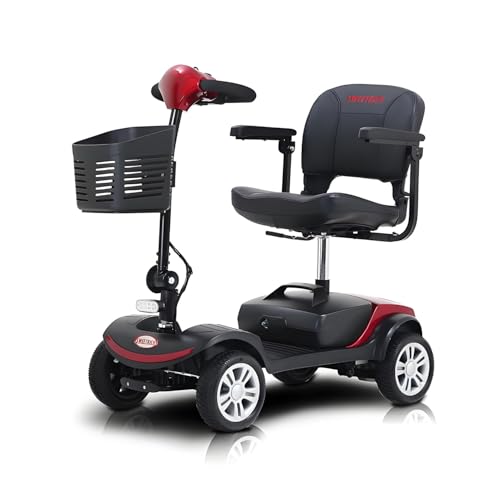 Mobilitätsroller für Erwachsene, faltbarer, leichter 4-Rad-Rollstuhl – bis zu 25 km Akkulaufzeit – drehbarer Sitz – für ältere und behinderte Menschen,Red Mobilitätsroller für Erwachsene, faltbarer, leichter 4-Rad-Rollstuhl – bis zu 25 km Akkulaufzeit – drehbarer Sitz – für ältere und behinderte Menschen,Red von LZDOYY