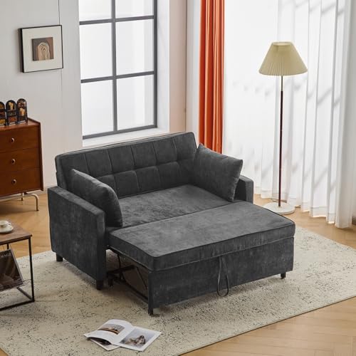 Schlafsofa 2-Sitzer Ausziehbar mit Verstellbarer Rückenlehne, Cord Sofa Couch mit Schlaffunktion für Wohnzimmer & Schlafzimmer,Black Schlafsofa 2-Sitzer Ausziehbar mit Verstellbarer Rückenlehne, Cord Sofa Couch mit Schlaffunktion für Wohnzimmer & Schlafzimmer,Black von LZDOYY