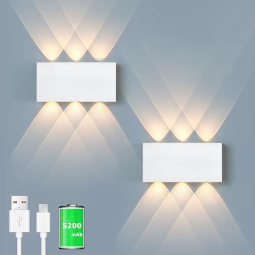 Akku Wandlampe, mit Touch Control Schalter LED Magnetisch Akku Wandleuchte 5000mAh Kabellose Wandlampe 3 Modi Helligkeitsstufen, ideal für Loft Flur Schlafzimmer (2pcs Weiß) von LZGS Go Swing Bands