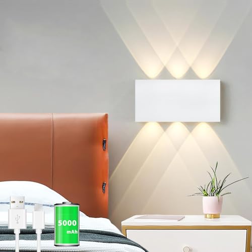Akku Wandlampe, mit Touch Control Schalter LED Magnetisch Akku Wandleuchte 5200mAh Kabellose Wandlampe 3 Modi Helligkeitsstufen, ideal für Loft Flur Schlafzimmer (Weiß) von LZGS Go Swing Bands