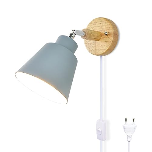 LZGS Go Swing Bands Wandlampe mit Schalter Macaron E27 Lampentyp Zugschnurschalter Wandleuchte Holz Nachttischlampe für Wohn- Und Schlafzimmer von LZGS Go Swing Bands